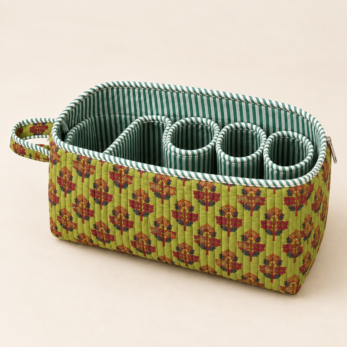 AI-styled product photo: Hair styling tool bag