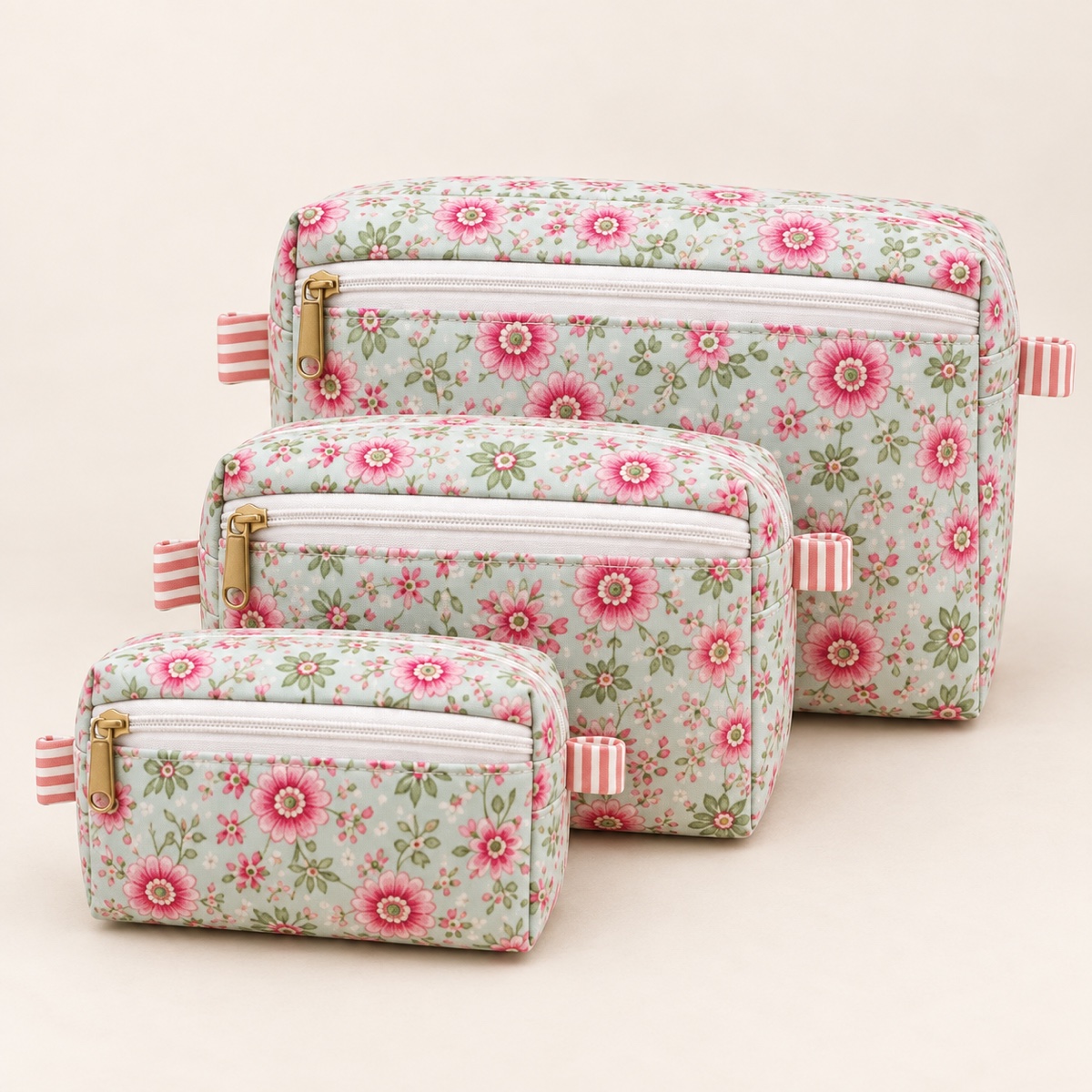 AI-styled product photo: 3-piece pouch set