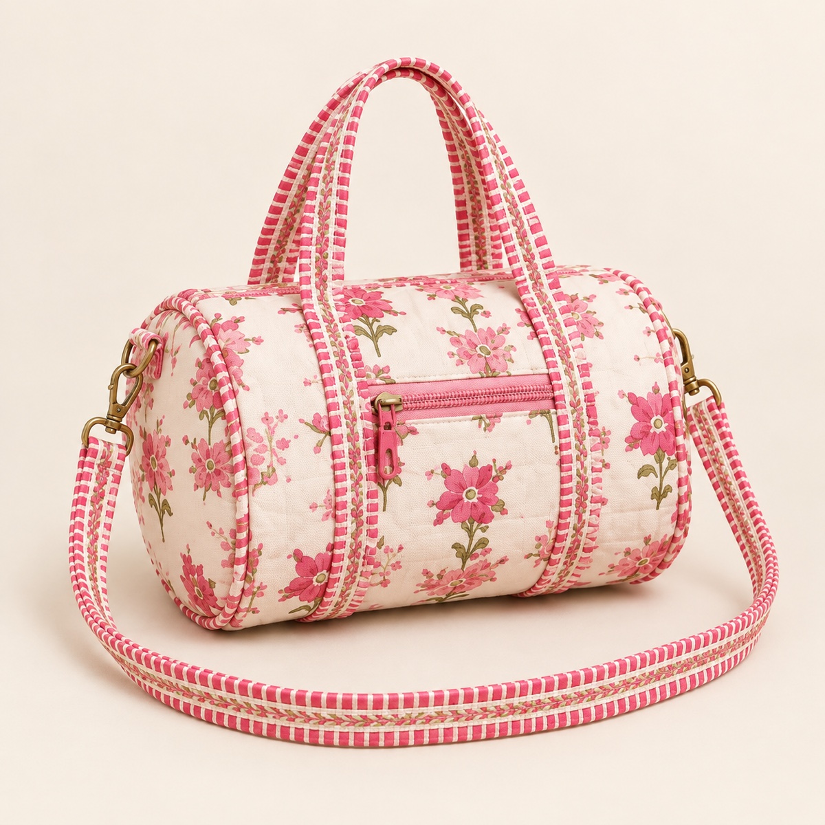 AI-styled product photo: Tiny mini duffle bag