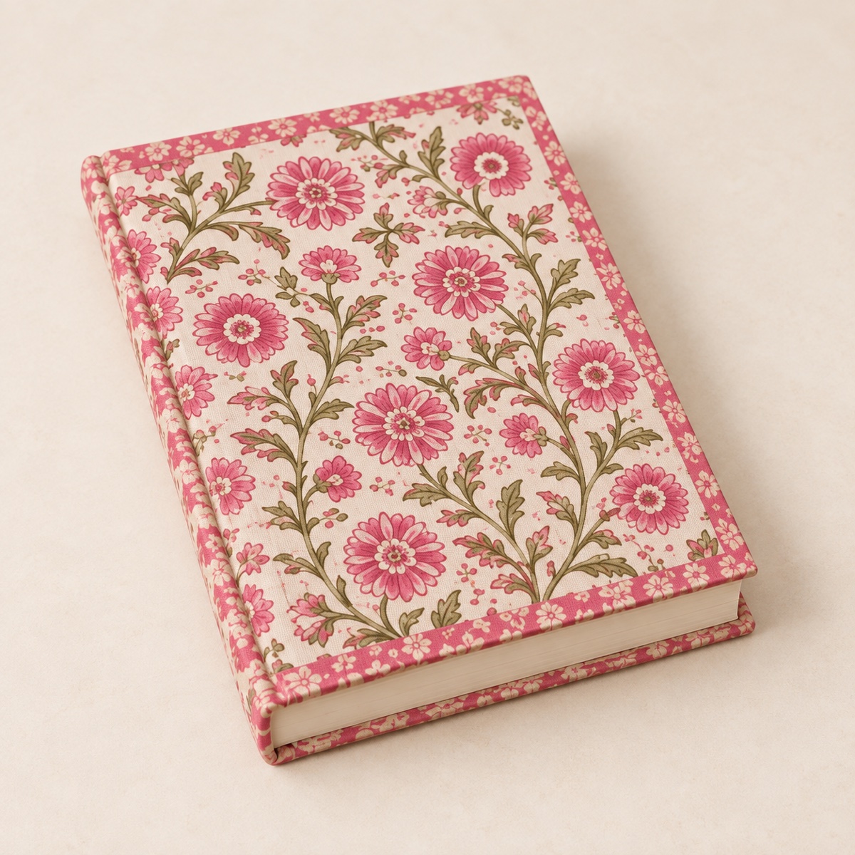 AI-styled product photo: Hand block print diary