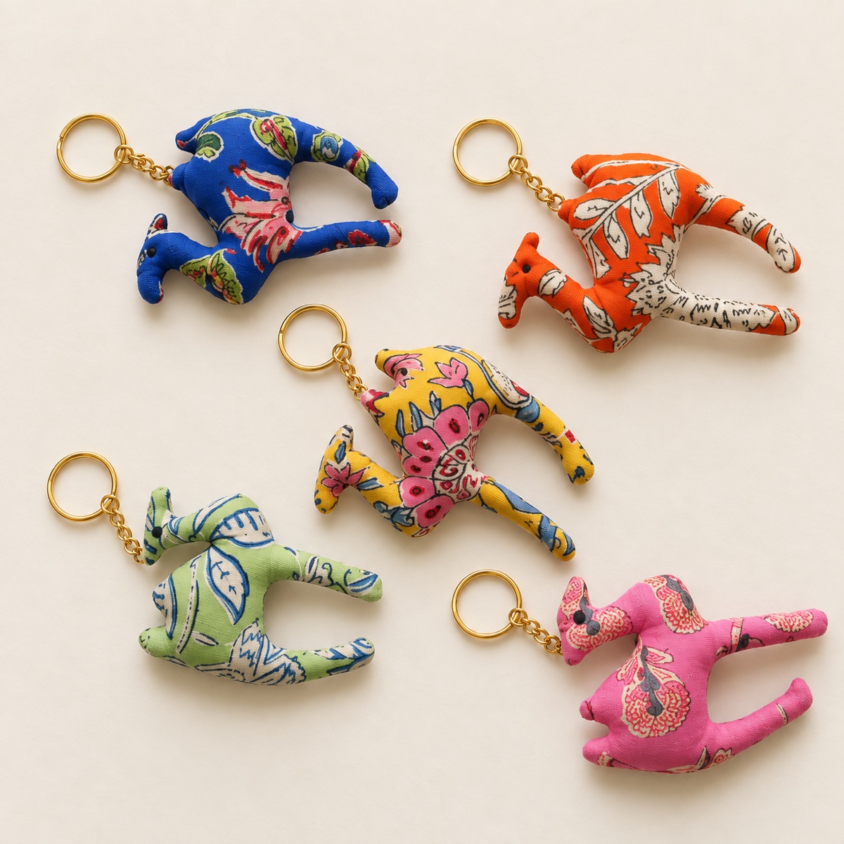 AI-styled product photo: Fabric keychain toys