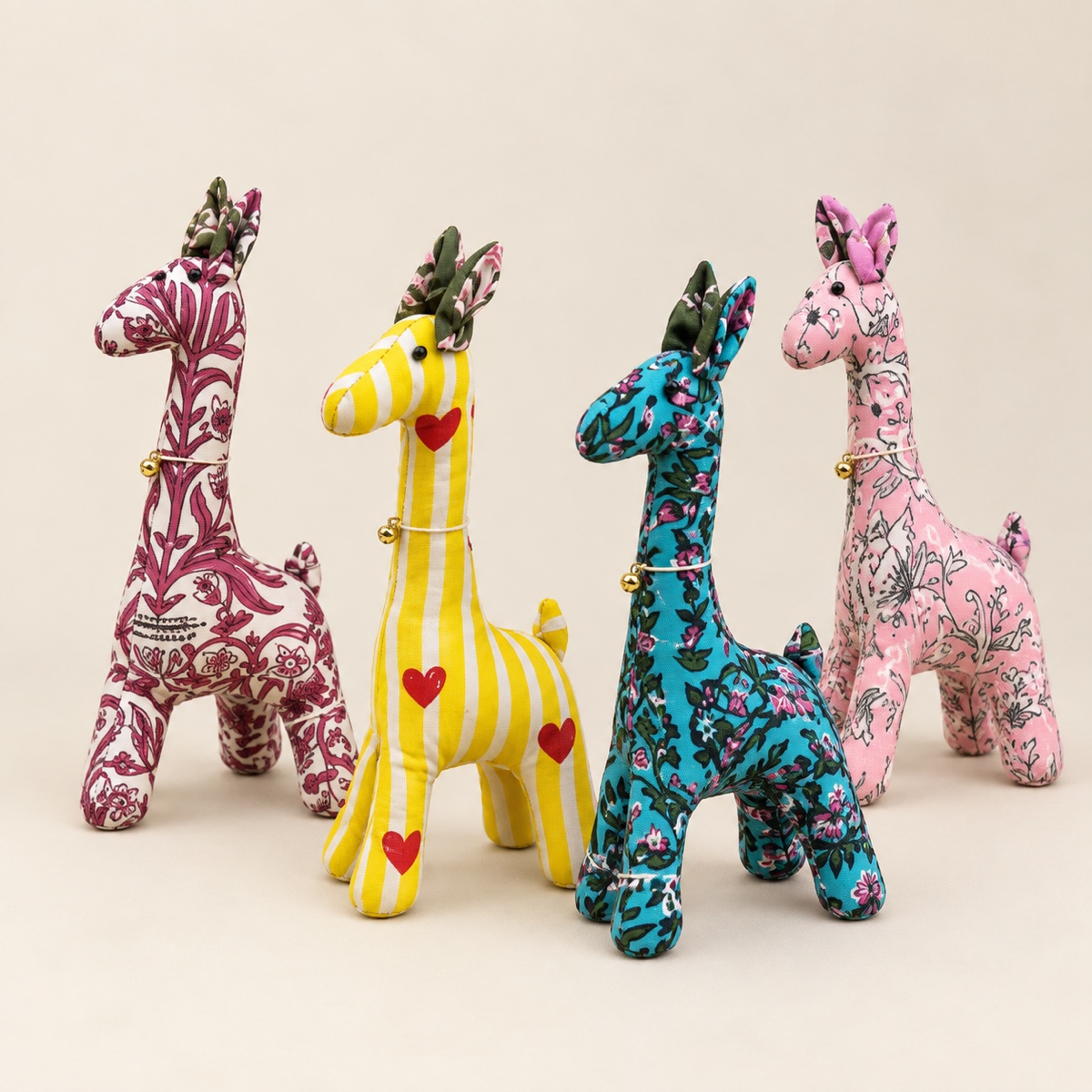 AI-styled product photo: Fabric animal toys